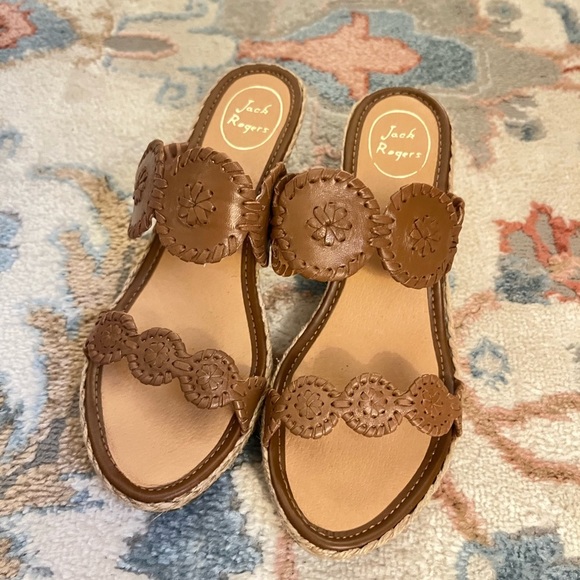 Jack Rogers Women's Brown Wedge Sandals - Picture 2 of 5